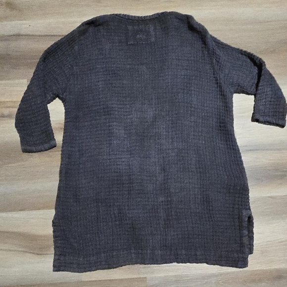 Peacock Ways Linen Gauze Longline Burnt Fabric Gray Lagenlook Cardigan - Picture 2 of 11